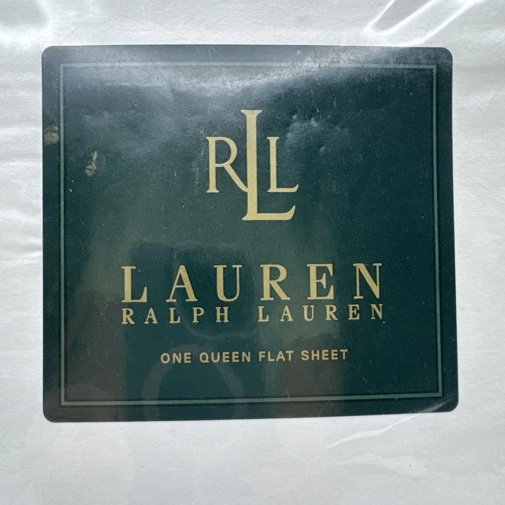 Ralph Lauren QUEEN Flat Sheet BRITTANY Lace White Scallop Embroidered Vtg 90s